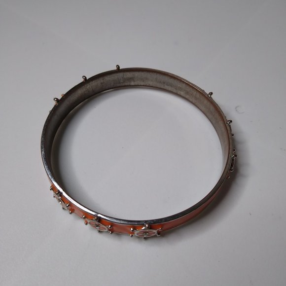 Vintage Orange Enamel Ship Helm Metal Bangle - Picture 4 of 15
